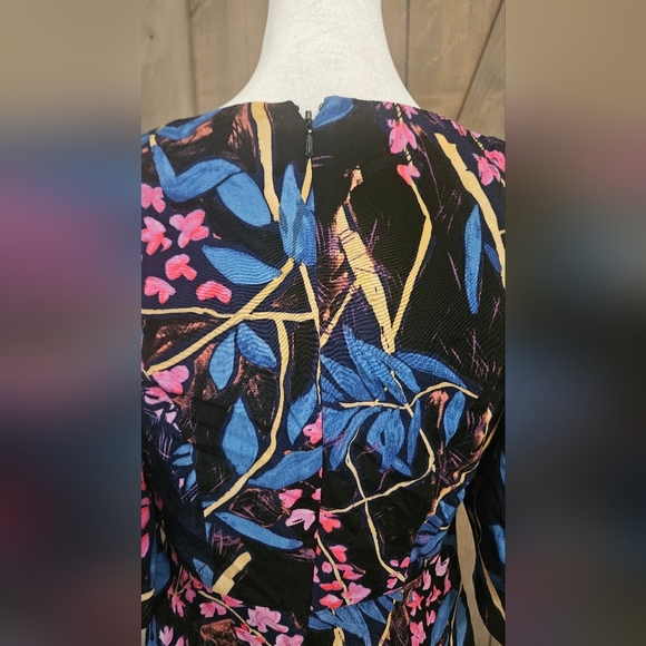 Anthropologie MAEVE Elia Open- Shoulder Dress In Navy Motif. Size 4 - Picture 10 of 16